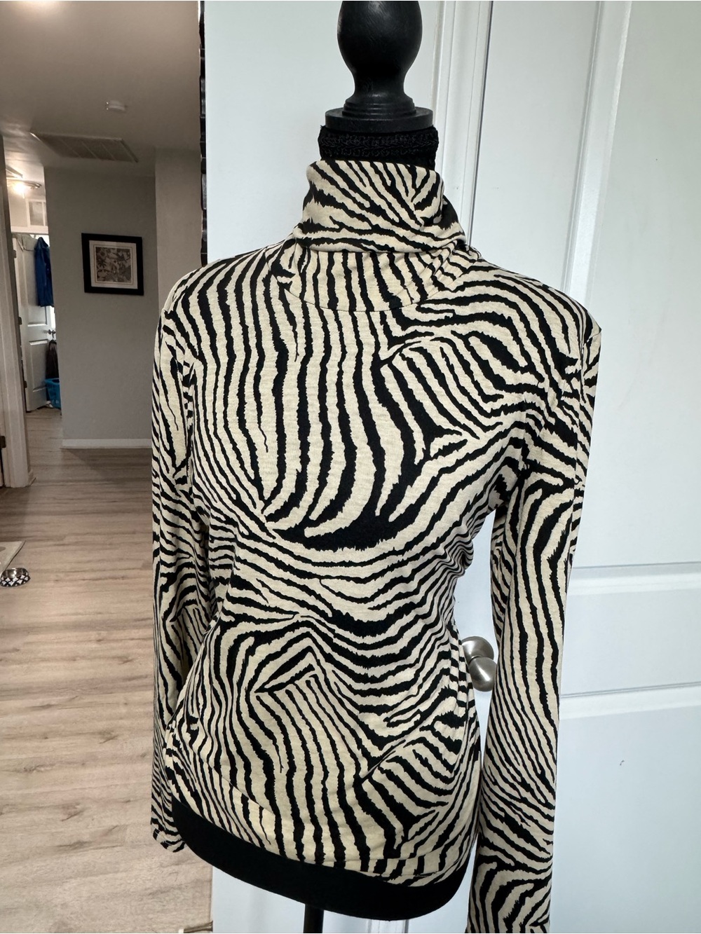 Amazon Black and Cream Zebra-Print Turtleneck Sweater